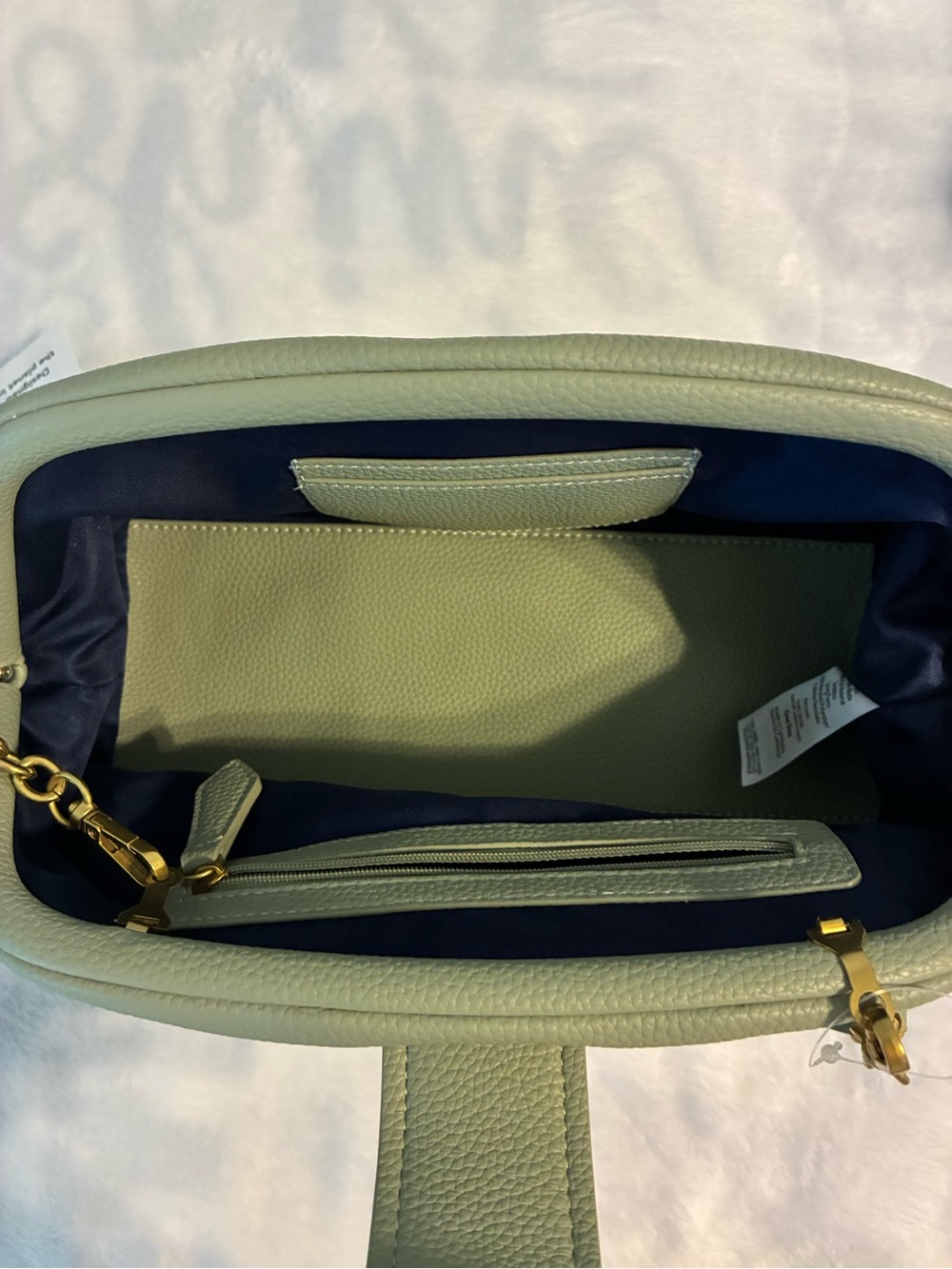 Free Assembly Sage Green Leather Pebbled Top-Handle Women’s Bag - Picture 5 of 7